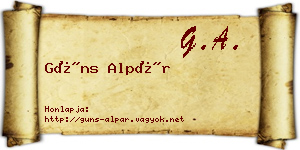 Güns Alpár névjegykártya